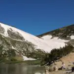 St. Mary's Glacier, the southernmost glacier in the US, sits above St. Mary's Lake, Arapaho National Forest, Colorado