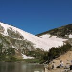 St. Mary's Glacier, the southernmost glacier in the US, sits above St. Mary's Lake, Arapaho National Forest, Colorado