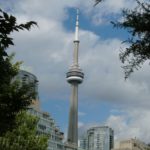 The CN Tower from the Sarabande Garden, Toronto Music Garden, Toronto, Ontario, Canada