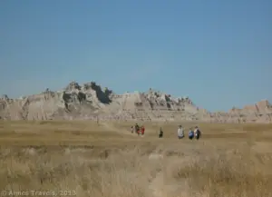 Hiking on the west end of the Castle Trail, Badlands National Park, South Dakota