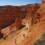 Hikers ascend the Navajo Trail out of Bryce Canyon, Bryce Canyon National Park, Utah