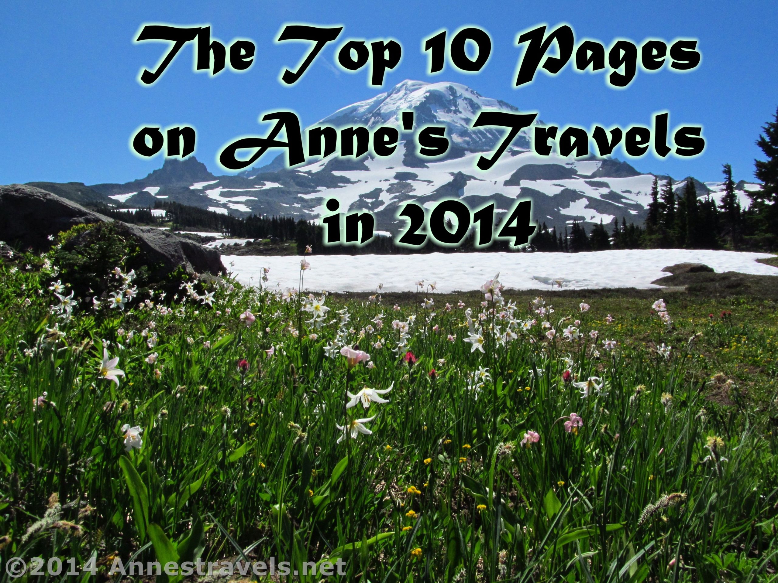 The 10 most popular posts on Anne's Travels in 2014. Picture from Spray Park, Mt. Rainier National Park, Washington