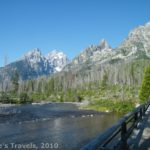 Bridge at the String Lake Trailhead Overlooking the Tetons, Grand Teton National Park, Wyoming