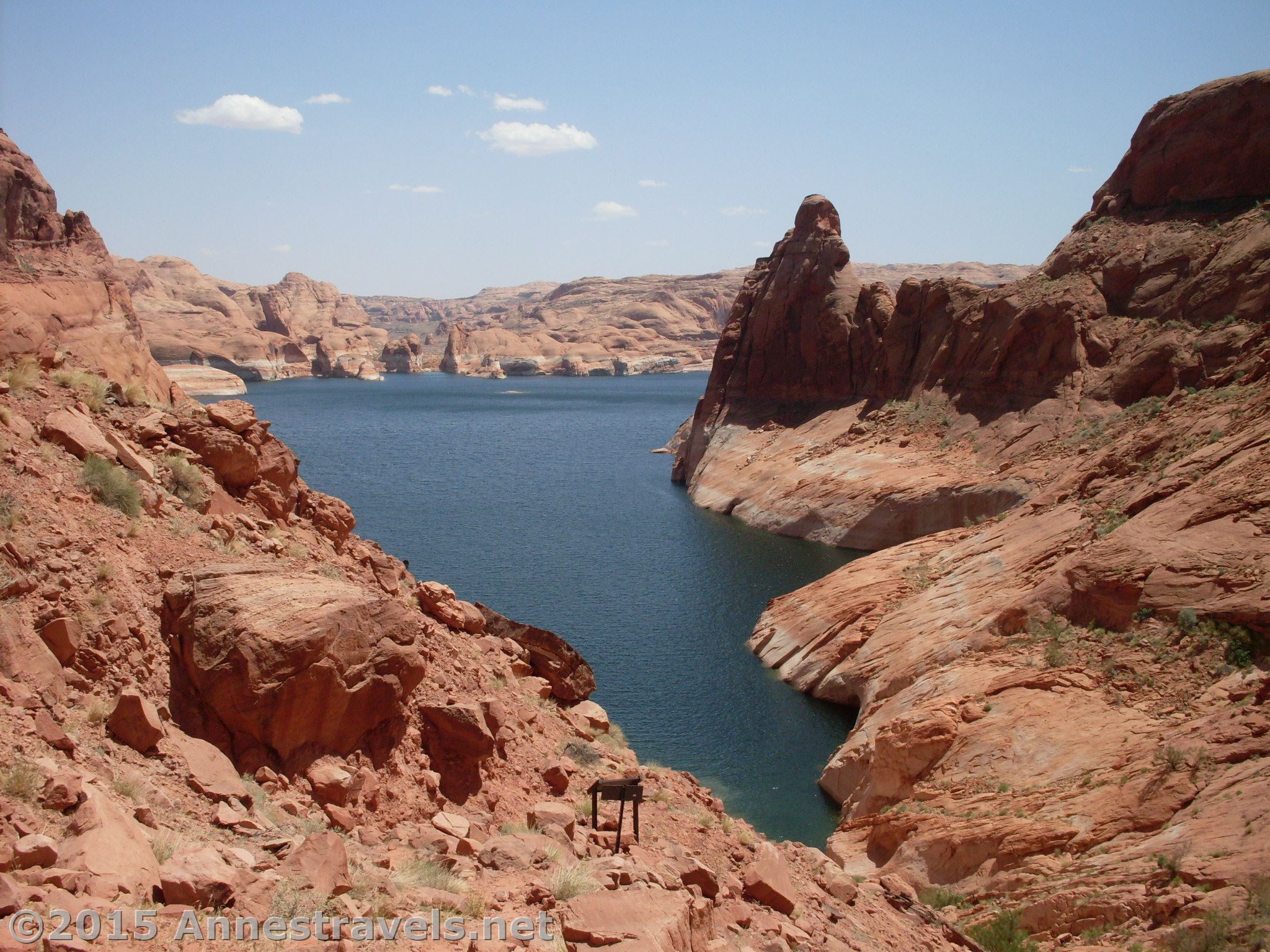 Scrambling down Hole in the Rock to Lake Powell, Glen Canyon Recreation Area, Utah