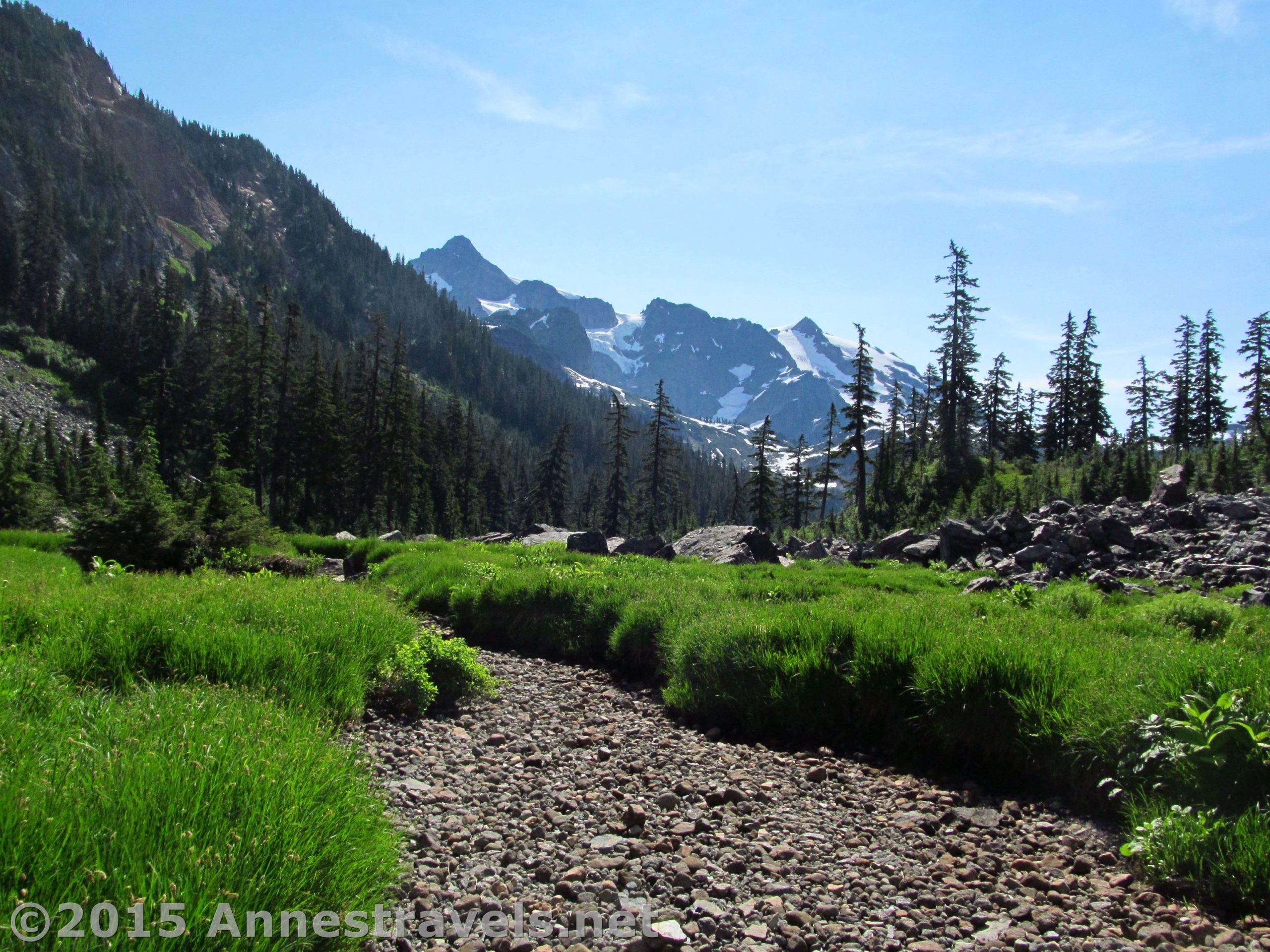 A dry streambed along the trail to Lake Ann along the Mt. Baker Highway, Mt. Baker-Snoqualmie National Forest, Washington