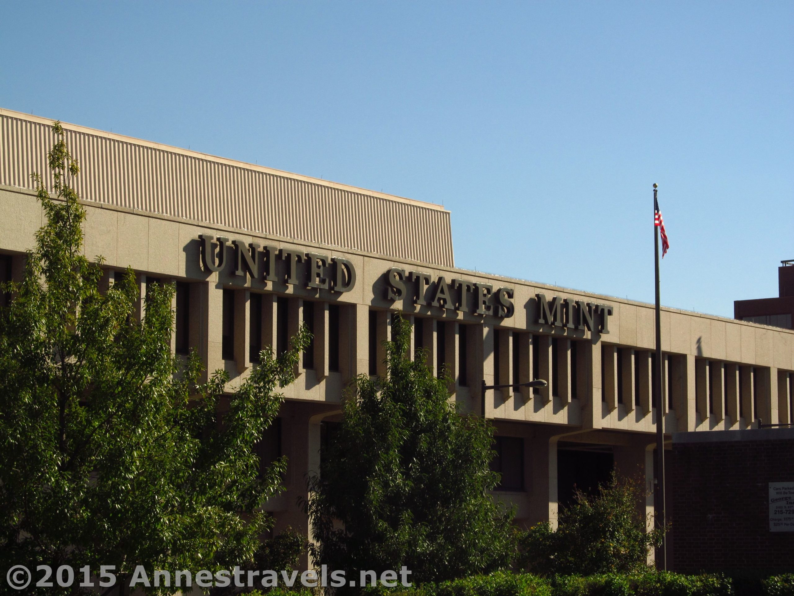 Walking along the sidewalk, looking at the US Mint in Philadelphia, Pennsylvania