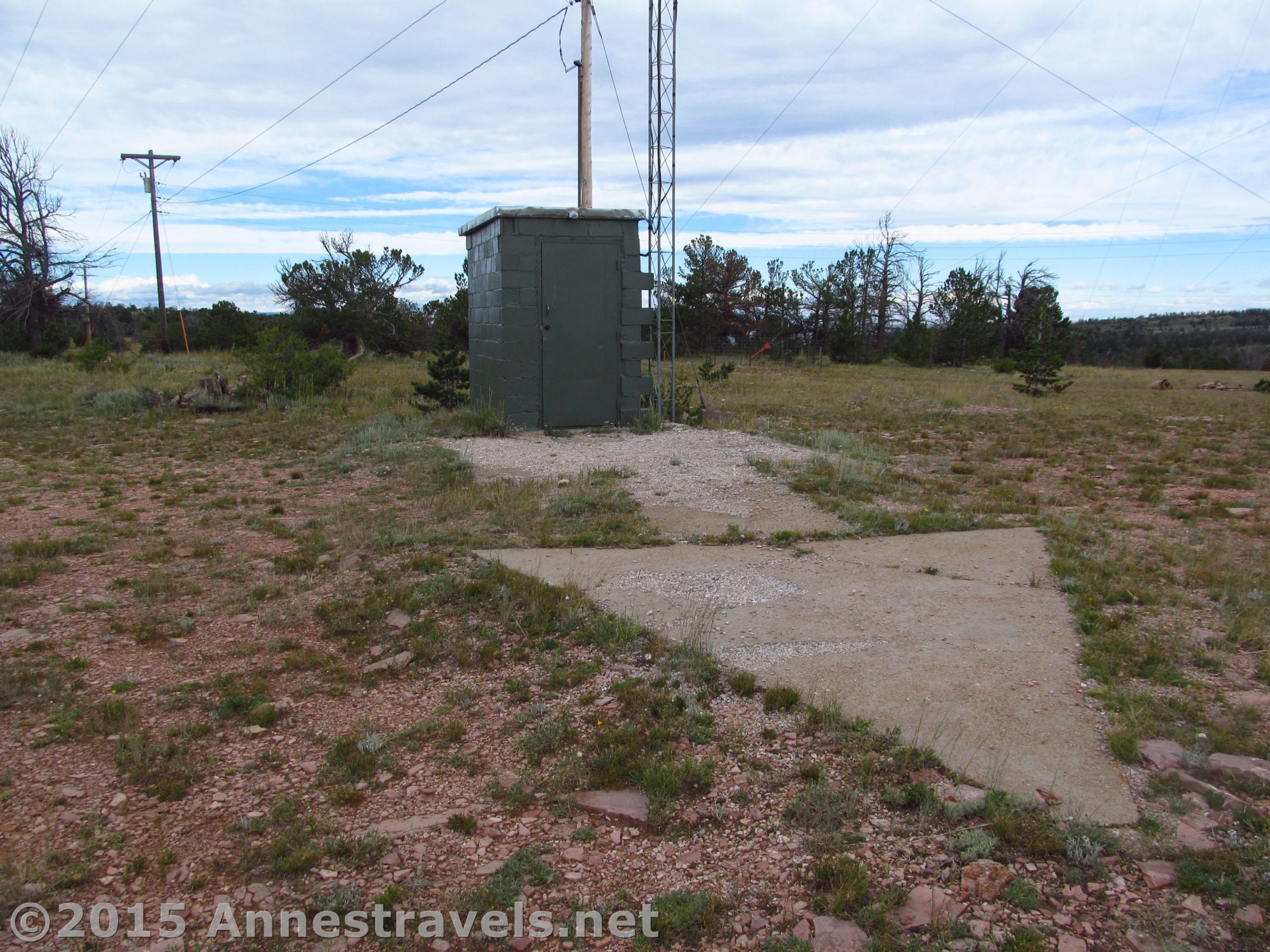 All that's left of the Pilot Hill Aircraft Arrow that once directed cross-country planes by day and by night, near I-80 in Wyoming