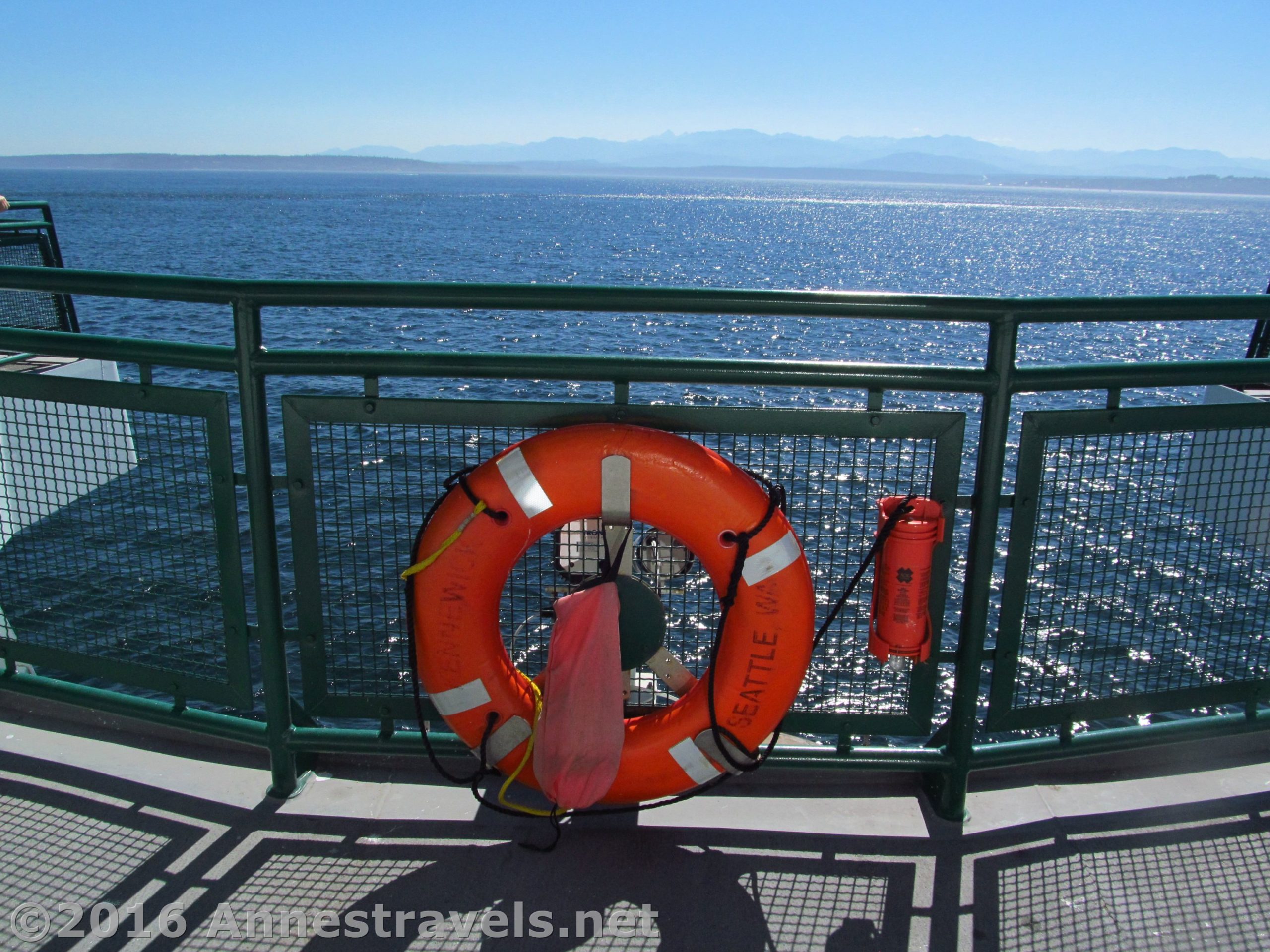 View off the Bow of the ferry "Kennewick" while crossing the Puget Sound, Port Townsend Ferry, Washington