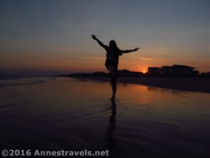 Dancing and enjoying the sunset on Holden Beach, North Carolina