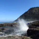 Waves crash against the ancient lava flow at Cape Perpetua, Oregon
