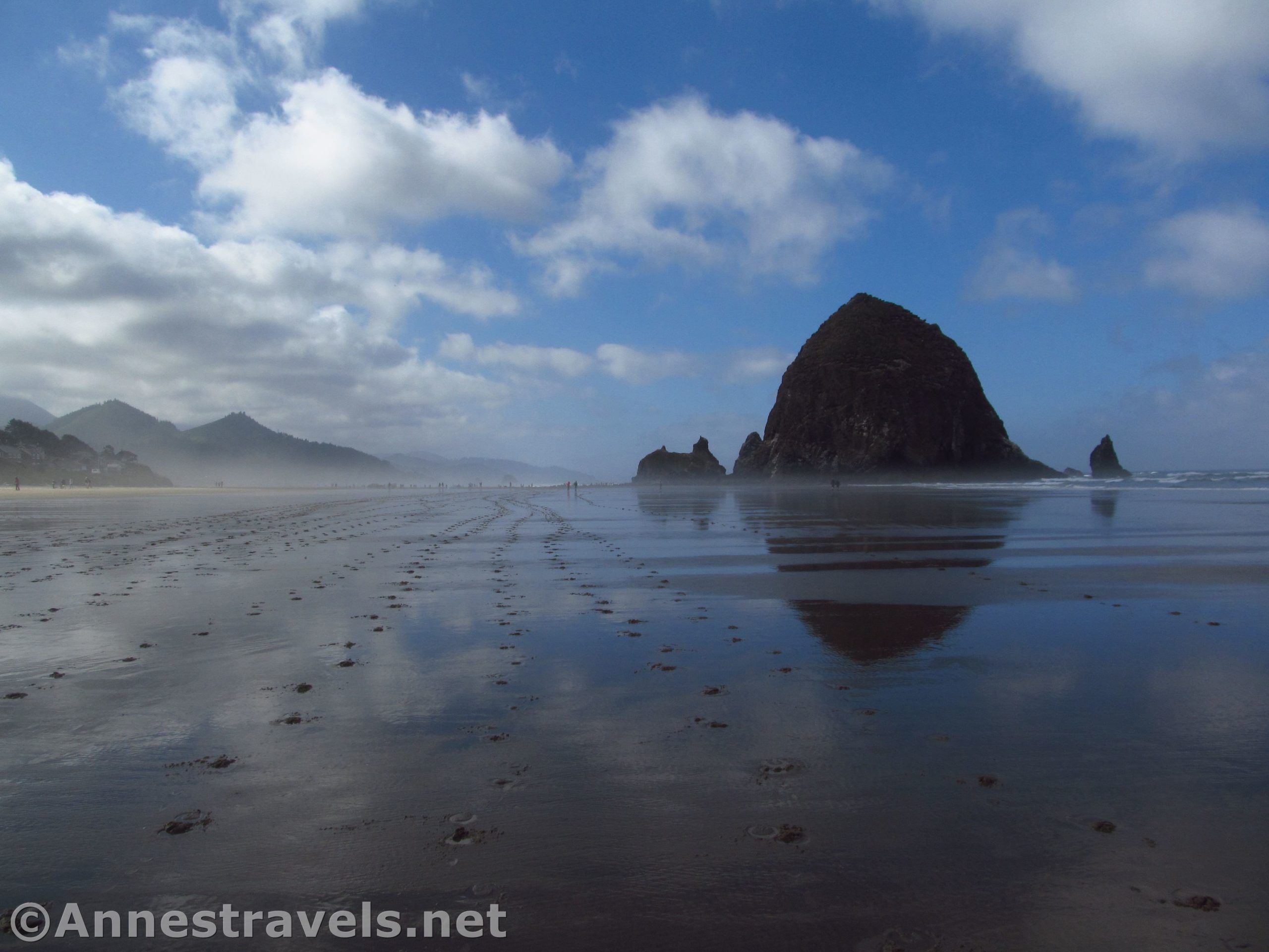 Walking toward Haystack Rock near Cannon Beach, Oregon