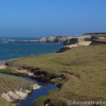 A little stream flows through Point Arena-Stornetta National Monument to the Pacific Ocean, California