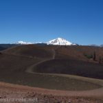 Views across the Cinder Cone in Lassen Volcanc National Park toward Lassen Peak, California