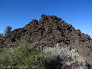 A pile of lava at the Fleener Chimneys Trail in Lava Beds National Park, California