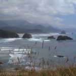 Views of Cannon Beach from a viewpoint at the Ecola Point area of Ecola State Park, Oregon