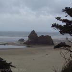 Looking down on Lion Rock at low tide on Arcadia Beach, Oregon