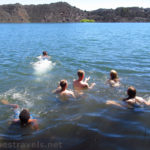 Swimming in Butte Lake across from an old lava flow in Lassen Volcanic National Park, California