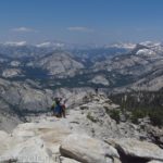 Climbing the rib of rock to the summit of Clouds Rest, Yosemite National Park, California