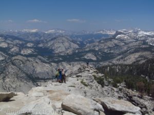 Climbing the rib of rock to the summit of Clouds Rest, Yosemite National Park, California