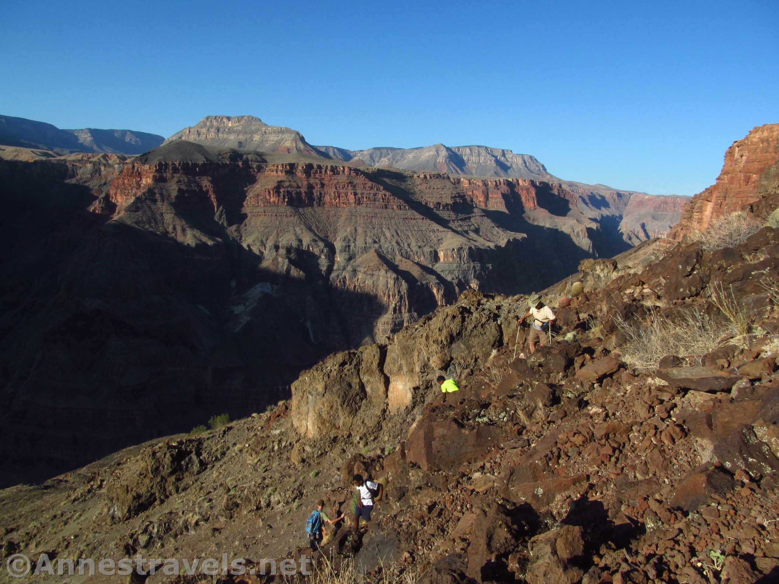 Scrambling the Lava Falls Route into the Grand Canyon, Arizona