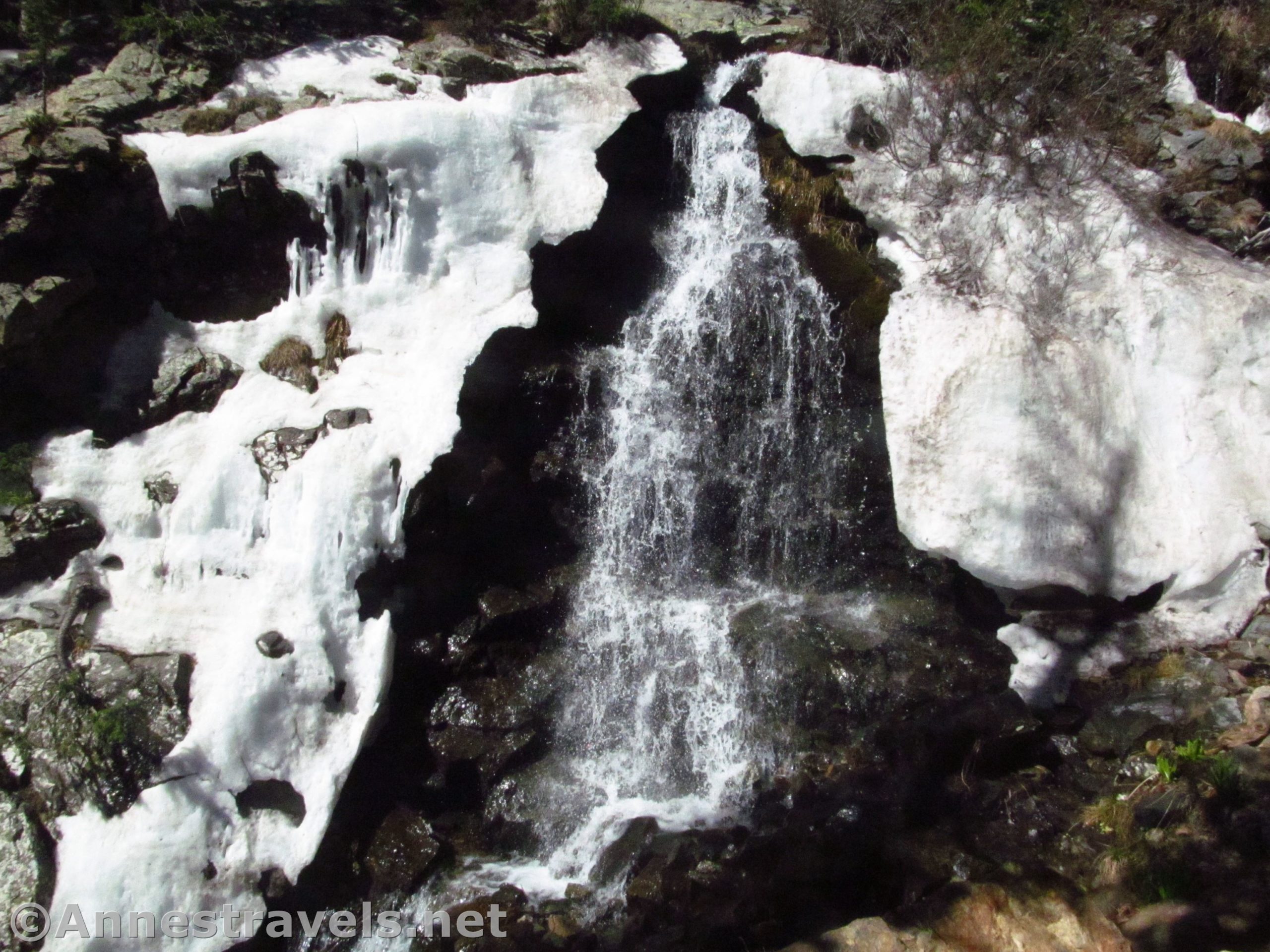Williams Falls, still bounded by snow, Carson National Forest, New Mexico