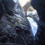 Looking up at the upper tier of Zapata Falls, Colorado