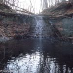 A winter evening at Densmore Falls in Irondequoit, New York