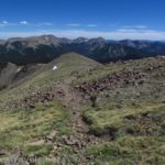 Looking back toward Wheeler Peak and the Taos Ski Valley from the top of Gold Hill in Carson National Forest, New Mexico