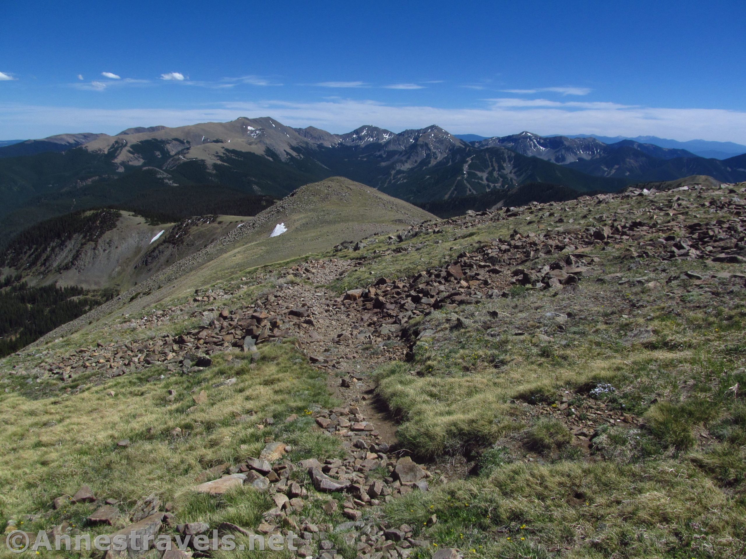 Looking back toward Wheeler Peak and the Taos Ski Valley from the top of Gold Hill in Carson National Forest, New Mexico