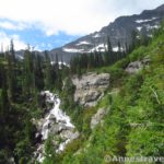 Leigh Lake Falls and peaks around Leigh Lake from the Leigh Lake Trail, Cabinet Mountains Wilderness, Montana