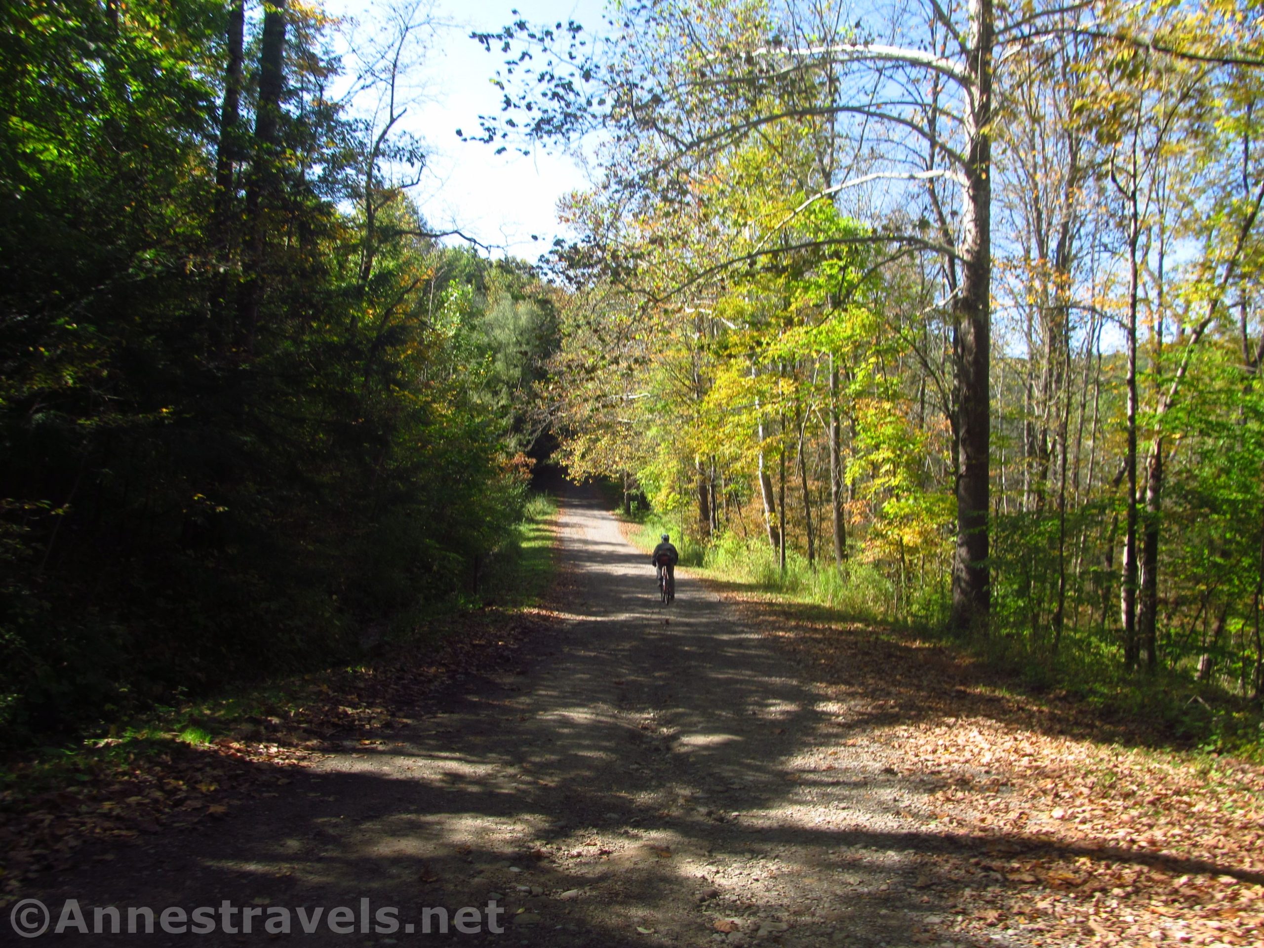 Riding the road to Big Bend Overlook in Letchworth State Park, New York