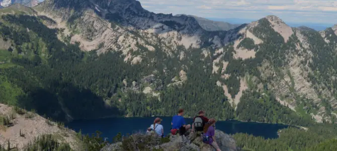 Climbing Goat Peak near Wanless Lake