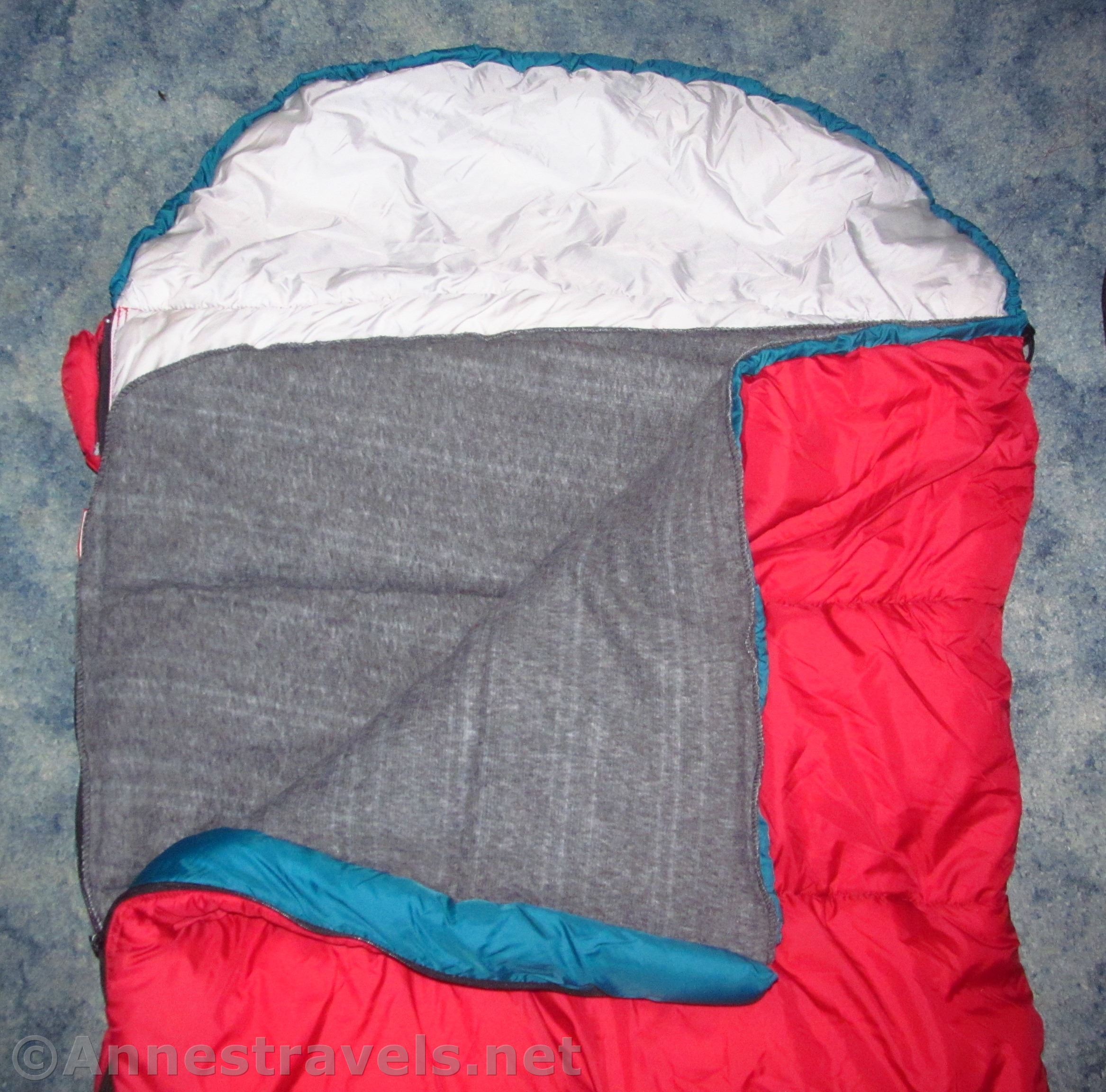 Line a sleeping bag with a blanket and make your sleeping bag warmer and cozier!