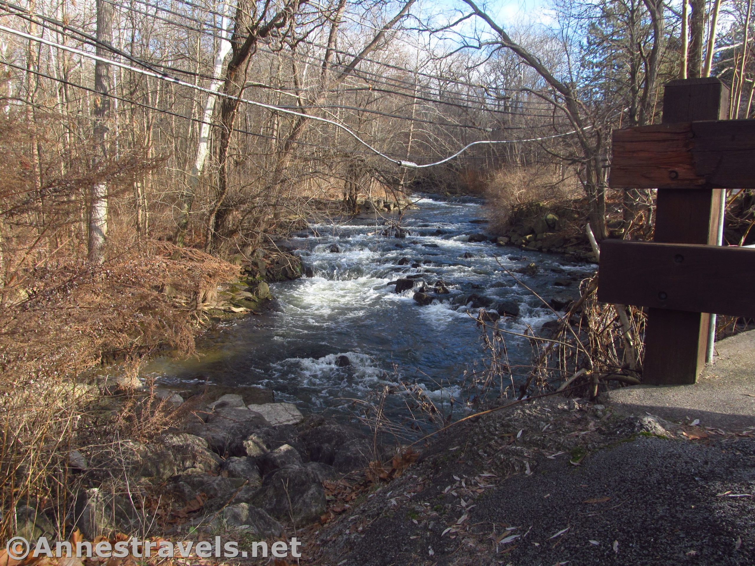 Waterfalls on Irondequoit Creek near the bridge in Philbrick Park, Penfield, New York