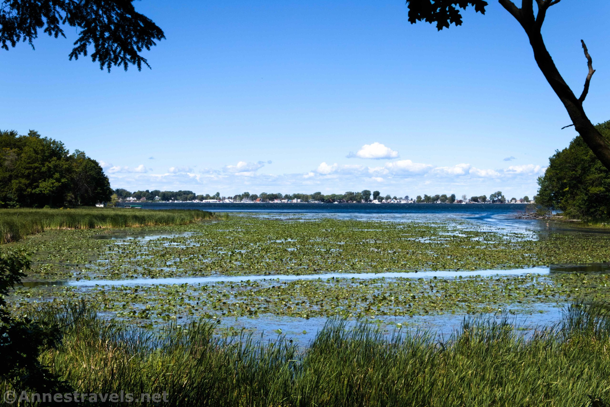 Views to Sodus Bay from the mouth of Second Creek and the viewpoint on the Bentley Bond's Trail, North Rose, New York