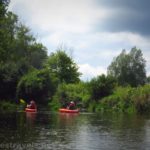 Kayaking down an open stretch of Black Creek near Rochester, New York