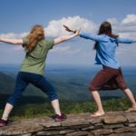 On one of the stone walls along the Blue Ridge Parkway near Rocky Knob, Virginia