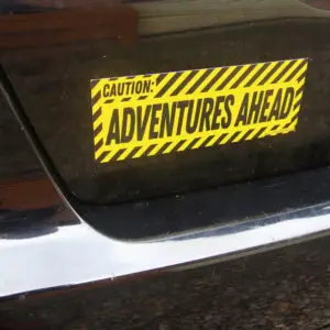 Caution: Adventures Ahead Car Magnet