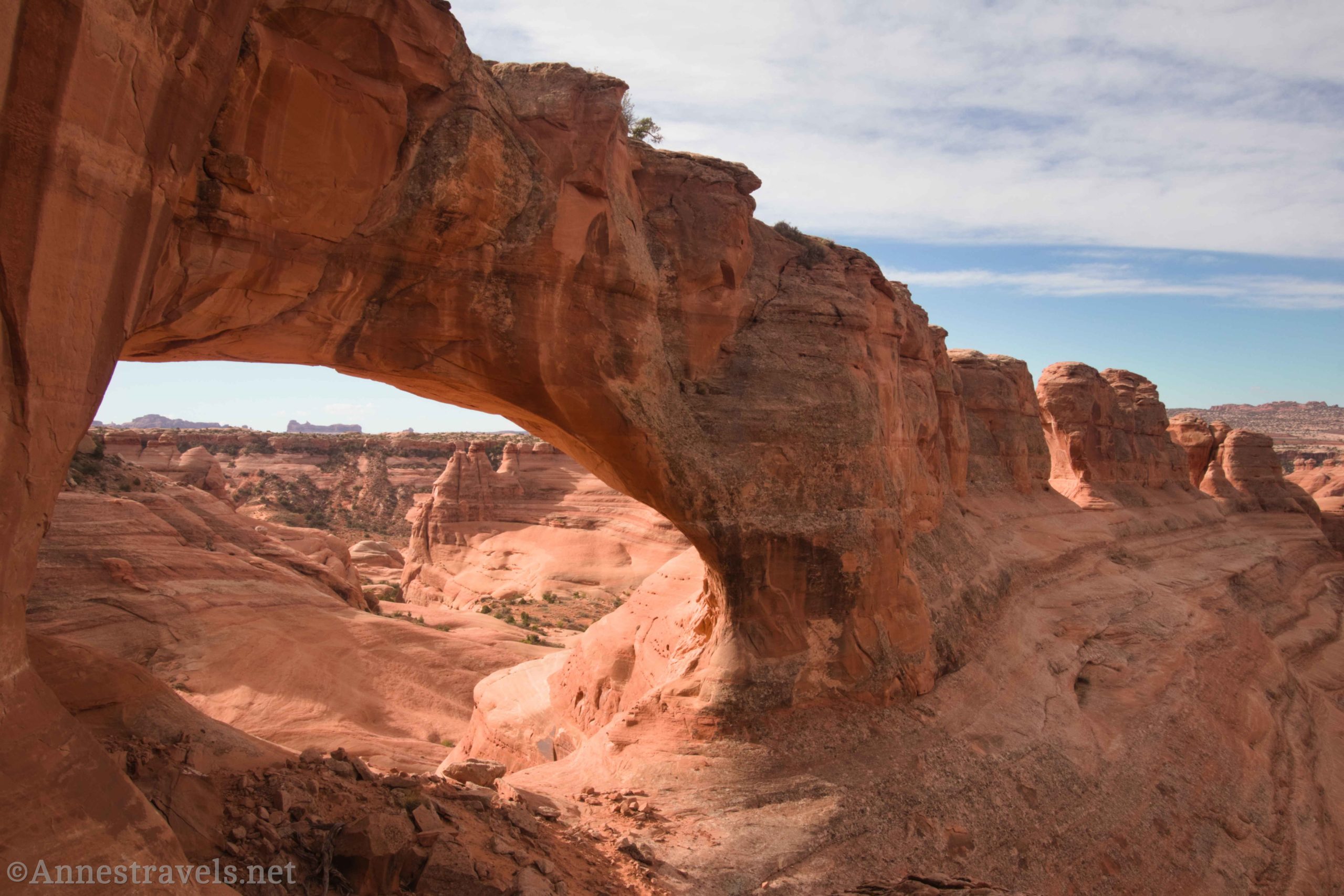 Views of the north side of Covert Arch, Arches National Park, Lost Spring Canyon, Utah