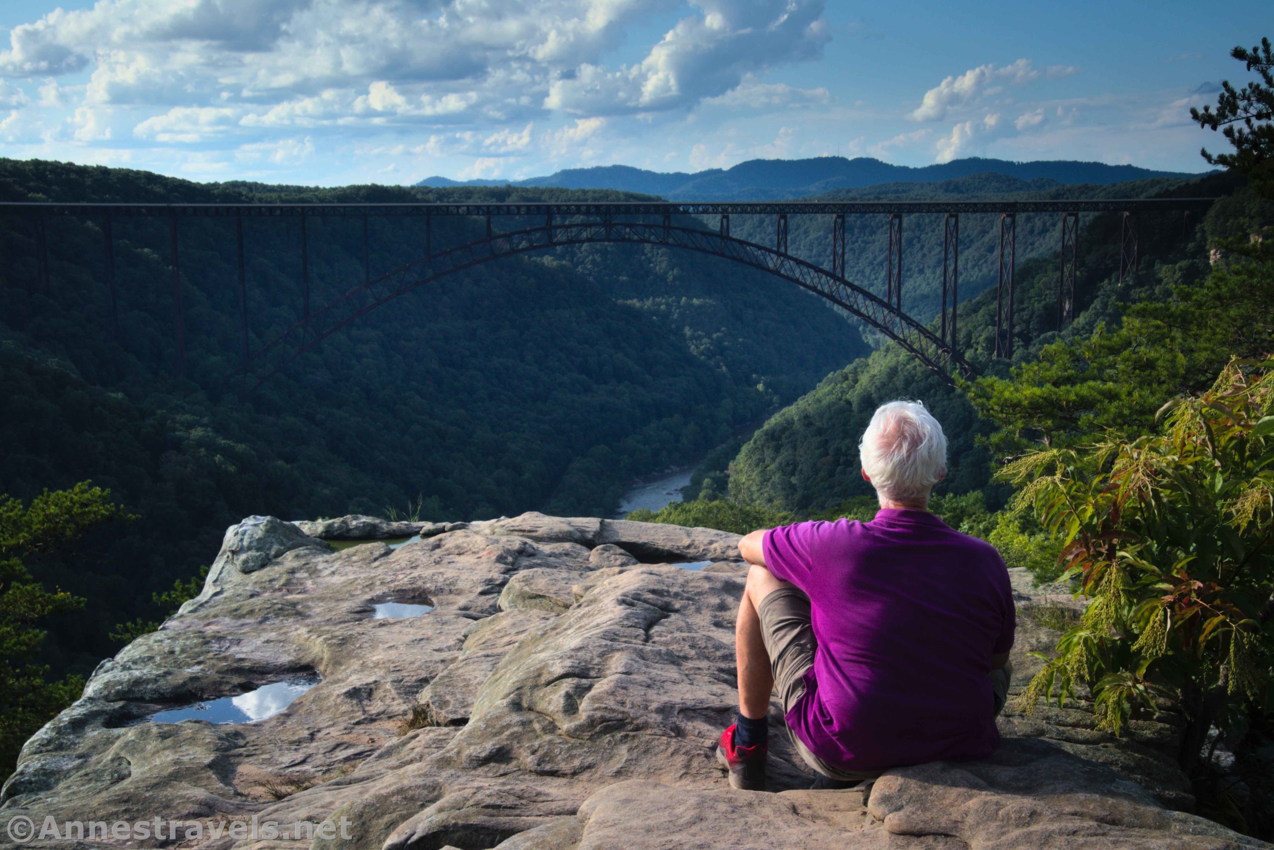Enjoying the beauty of New River Gorge from Long Point, New River Gorge National Park, West Virginia