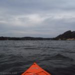 Kayaking on a choppy day on Irondequoit Bay toward the Irondequoit Bay Bridge, Webster, New York