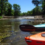 Beginning a kayak trip down Honeoye Creek at the Rush Dam/waterfall, Rush, New York