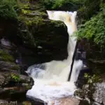 Adams Falls from about halfway down the gorge, Evergreen Trail in Ricketts Glen State Park, Pennsylvania