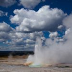Clepsydra Geyser erupts in the Lower Geyser Basin below the Fountain Paint Pots, Yellowstone National Park, Wyoming