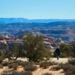 Hiking the western portion of the Fins Trail in the Maze District of Canyonlands National Park, Utah