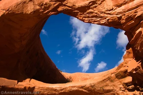 A side-view of Pinto Arch that makes it look like a heart. Moab, Utah