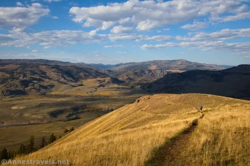 Hiking down from the Fossil Forest above the Lamar Valley, Yellowstone National Park, Wyoming