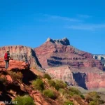 Hiking up out of the Inner Canyon on the South Kaibab Trail, Grand Canyon National Park, Arizona