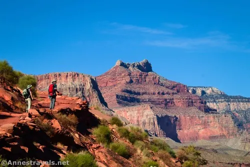 Hiking up out of the Inner Canyon on the South Kaibab Trail, Grand Canyon National Park, Arizona