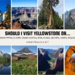 Photo collage of several national park famous features and text about Should I visit Yellowstone National Park or other national parks